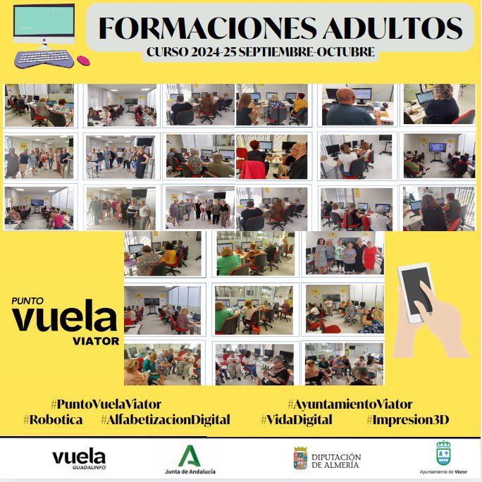 SIN BARRERAS CON LAS TICS - GRUPOS FORMACIÓN ADULTOS - SEPT-OCT 2024
#PuntoVuelaViator #ayuntamientoviator #VidaDigital #AprenteTICS #Robotica #Impresion3d #AlfabetizaciónDigital #PVuela24