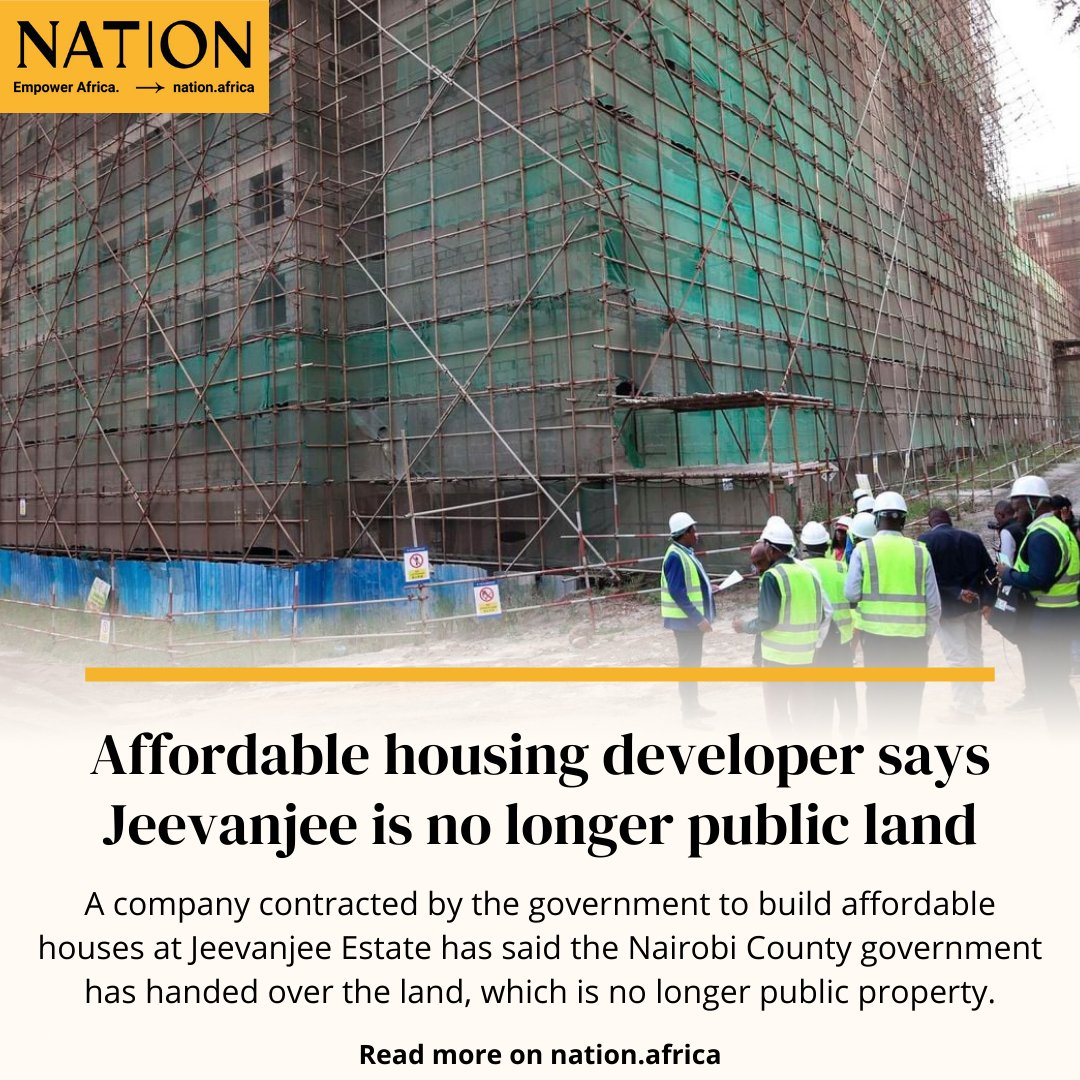 Nation Africa (@nationafrica) on Twitter photo Affordable housing developer says Jeevanjee is no longer public land 
Read more: nation.africa/kenya/news/affโฆ Affordable housing developer says Jeevanjee is no longer public land 
Read more: nation.africa/kenya/news/affโฆ