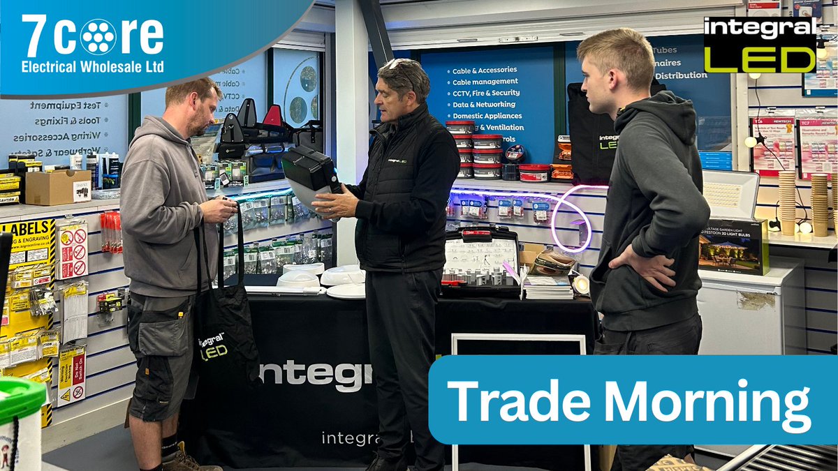 7coreelectrical's tweet image. We had a fantastic Trade Morning with Jamie from @integralLED, showcasing the latest products and offers—plus, customers walked away with some amazing freebies! #Trademorning #IntegralLED #7CoreElectrical