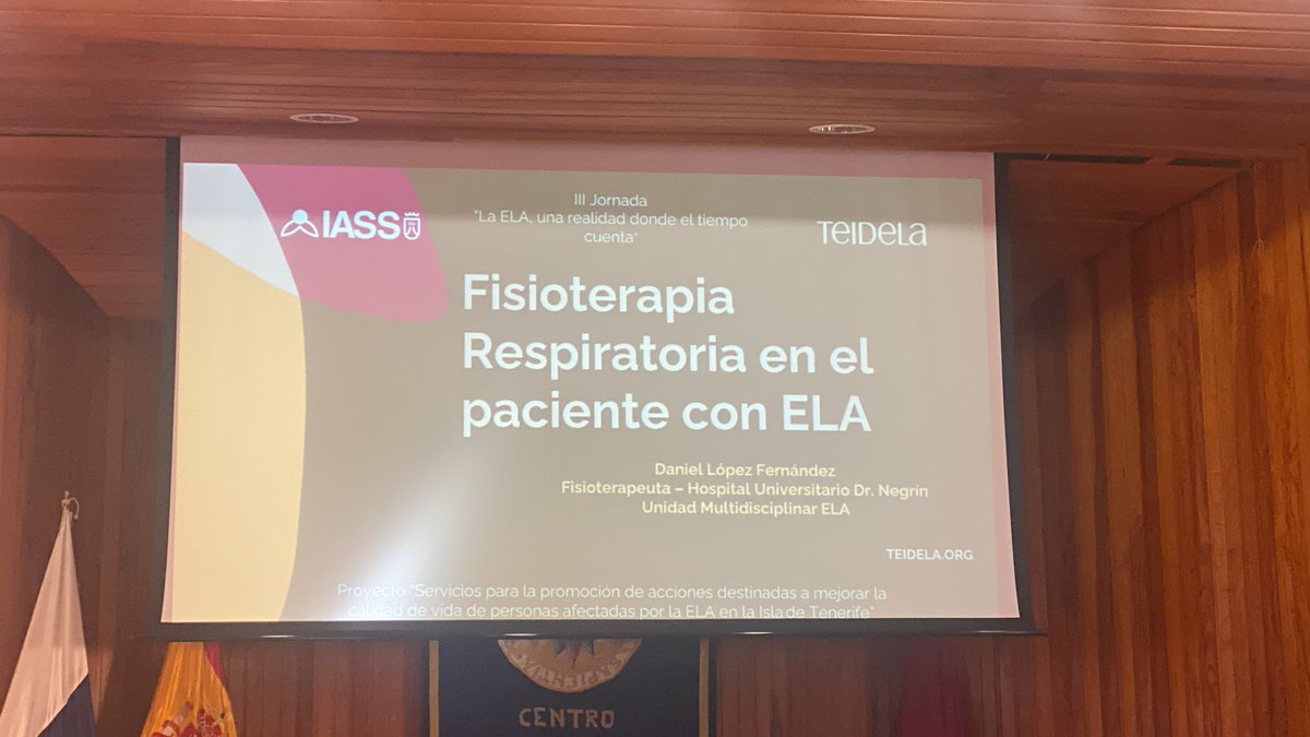 Empezamos Mesa II: la importancia de la fisioterapia en pacientes ELA. <a href="/Dlofe/">Daniel López</a> aborda la fisioterapia respiratoria en pacientes #ELA <a href="/Teidela_/">Teidela</a> <a href="/FISIOSEPAR/">Fisioterapia SEPAR</a>