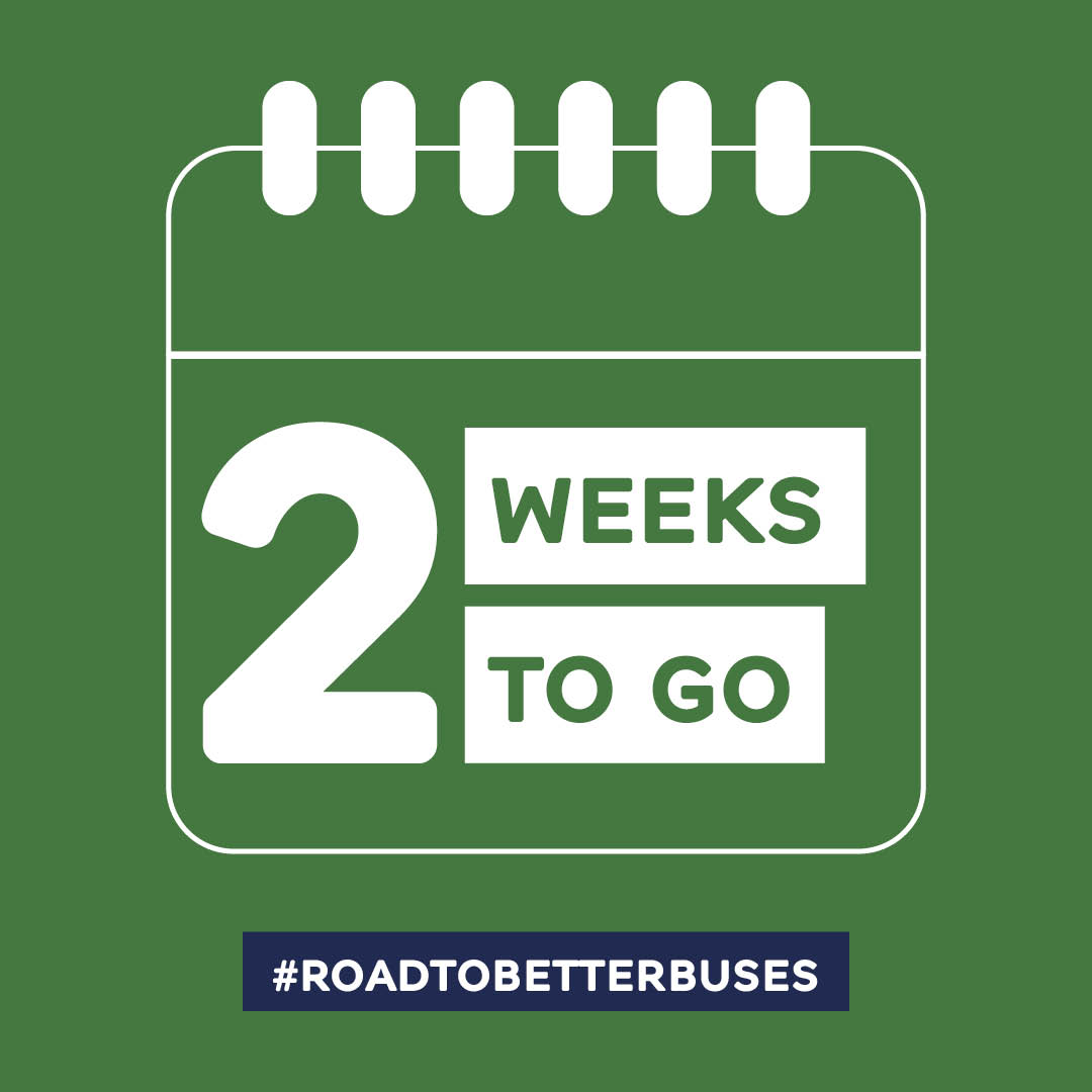 There’s only 2 weeks to go! Our bus franchising consultation closes on 20th November. Take the online survey today. orlo.uk/6TFa7 #RoadToBetterBuses