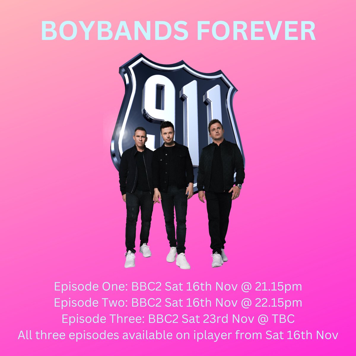 *BREAKING NEWS*

Don’t miss the Boybands Forever BBC2 documentary! 

Lee, Spike and Jimmy are featured in episode two on Sat 16th Nov @ 10.15pm and will also appear in episode three on Sat 23rd Nov.

Don’t miss it! ❤️

#boybandsforever #bbc2 #louistheroux #90sboybands