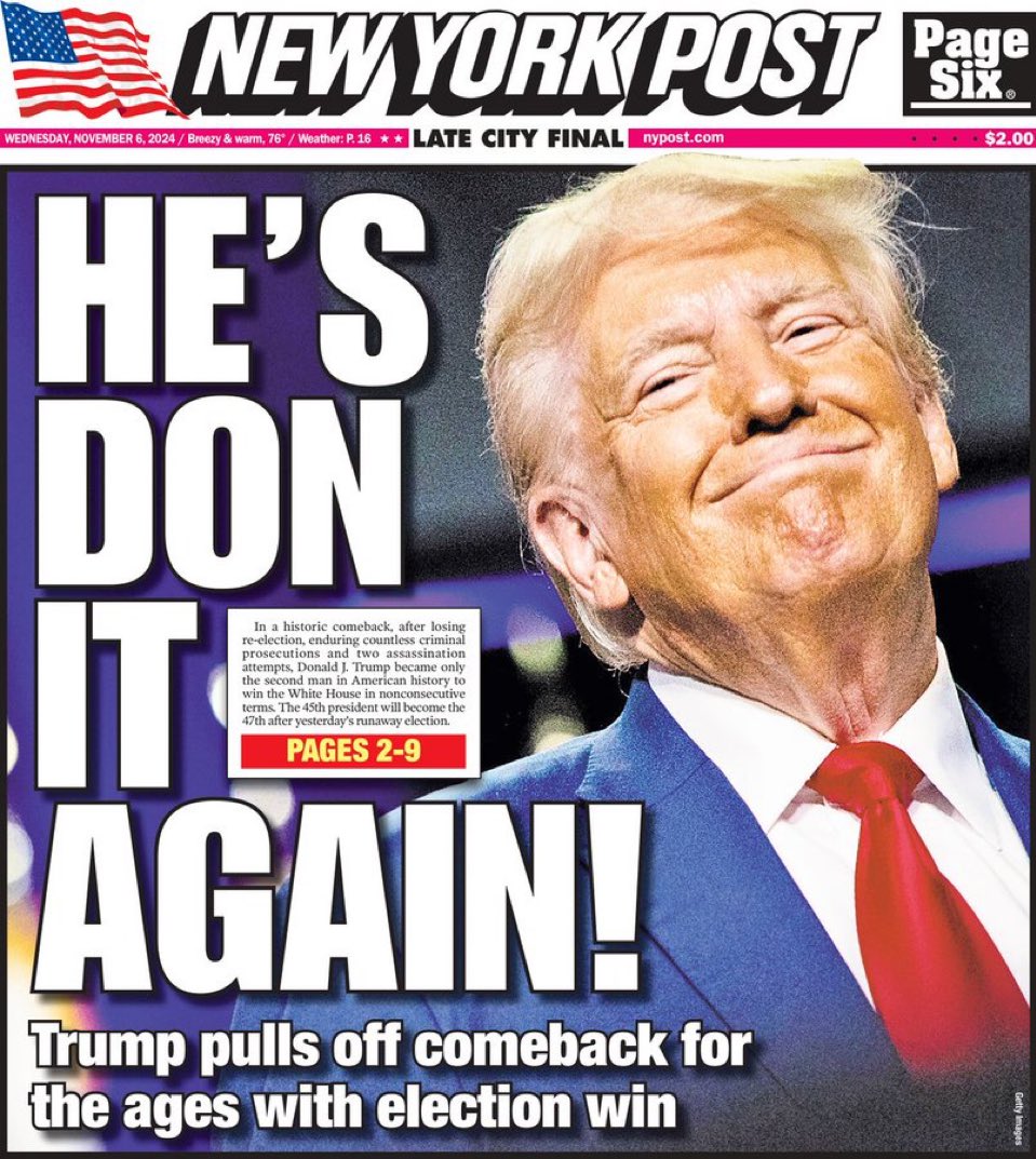 They degraded him, ransacked his home, falsely impeached him twice, waged bogus lawfare against him in every woke, leftist shit hole in America, called him “Hitler” and his followers “garbage,” and when all else failed, they shot him in the face. And yet…

HE’S BACK, BITCHES!