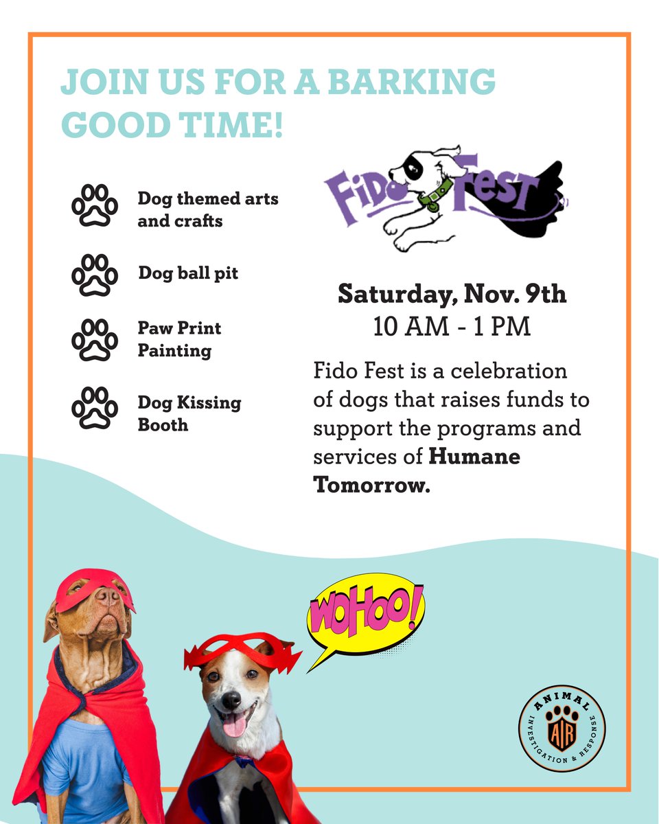 🐾 Join Us at Fido Fest 2024! 🐾

🐶 Whether you're a dog owner or just a dog lover, this event is filled with fun for everyone to enjoy:

📍 Where: Heritage Park, Flower Mound

👉 Register for the Walk for Dogs: humanetomorrow.salsalabs.org/fidofest2024wa…