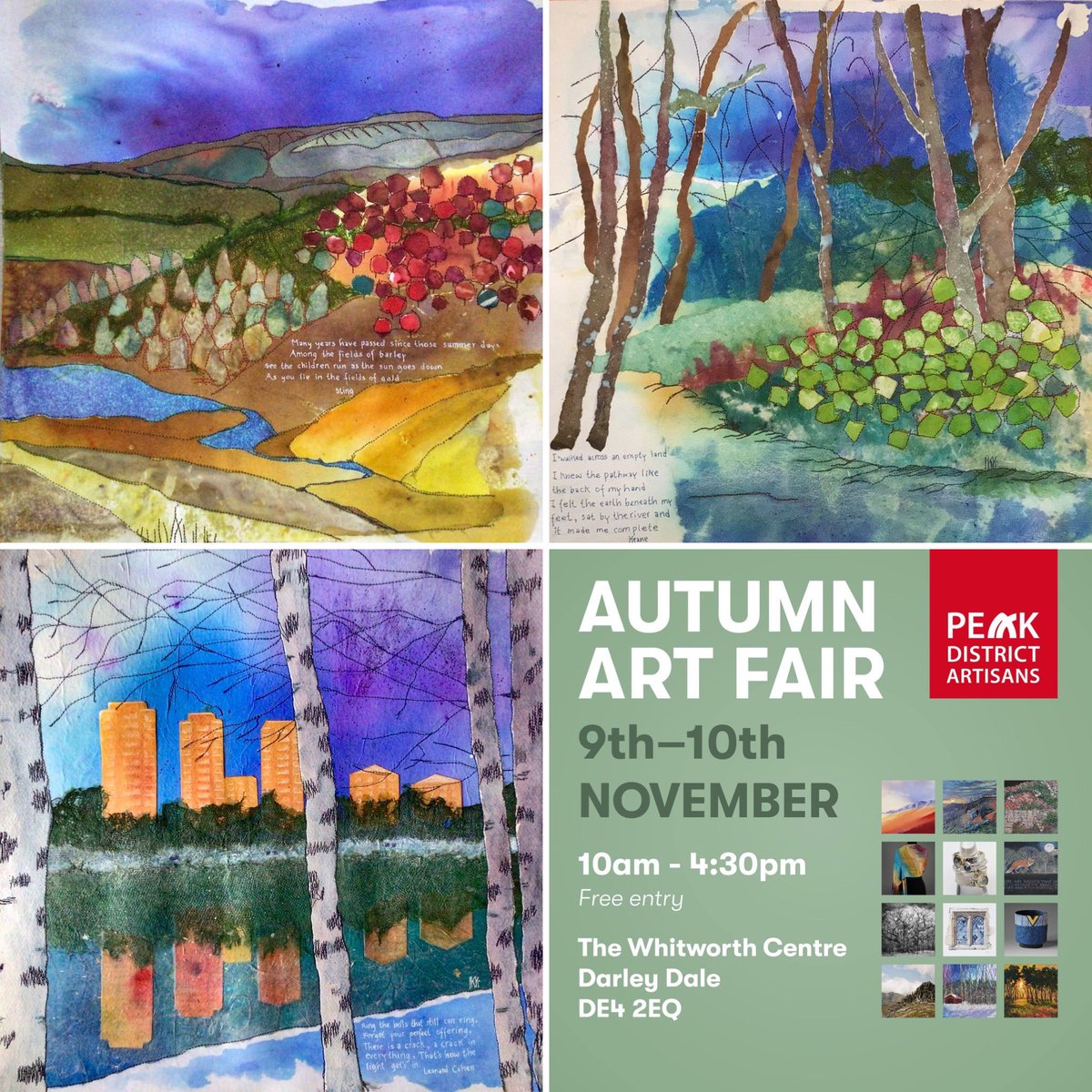 Sneak preview! Three pieces just finished in my brand new series Rhythms. These will be on display at our Autumn Art Fair with Peak District Artisans this weekend at the Whitworth Centre Darley Dale DE4 2 EQ. Saturday 9th &amp; Sunday 10th November, 10.00-16.30, free entry. Welcome!