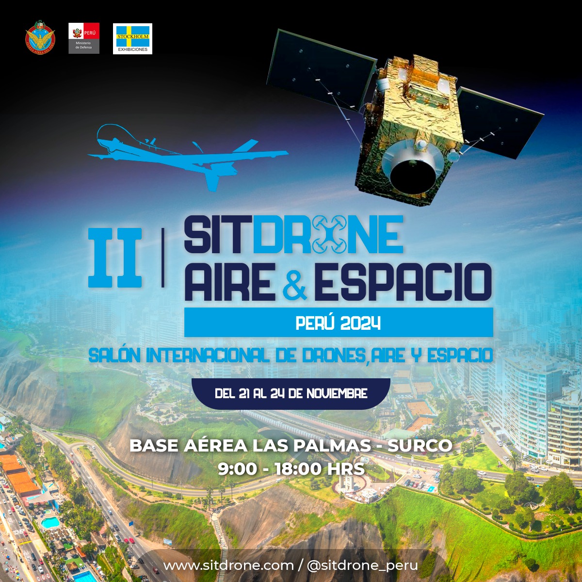 fapperu's tweet image. La FAP presenta el II Salón Internacional de Drones, Aire y Espacio, del 21 al 24 de noviembre en la Base Aérea Las Palmas
Descubre el futuro de la aviación y el espacio en este evento exclusivo donde podrás conocer las últimas tendencias e innovaciones en la industria de drones.