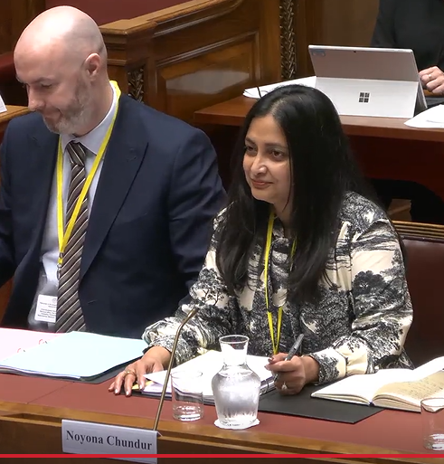 Today, our Chief Executive, Noyona Chundur and Director of Financial and Postal Services, Sean Breen gave evidence to the Committee for Finance session on the Banking and Financial Services Landscape.

Addressing the Committee, Chief Executive Noyona Chundur said, “To empower
