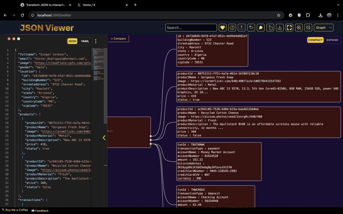 BlitzBug98's tweet image. 🚀 New Update! 🎉
We've added a sleek dotted background to the #JSONViewer on jsonviewer.tool! Enjoy a cleaner, more visually appealing layout while exploring and visualizing your JSON data. 📊✨
Try it out and let us know what you think! 💬 #WebDev #JSON #Frontend #JavaScript