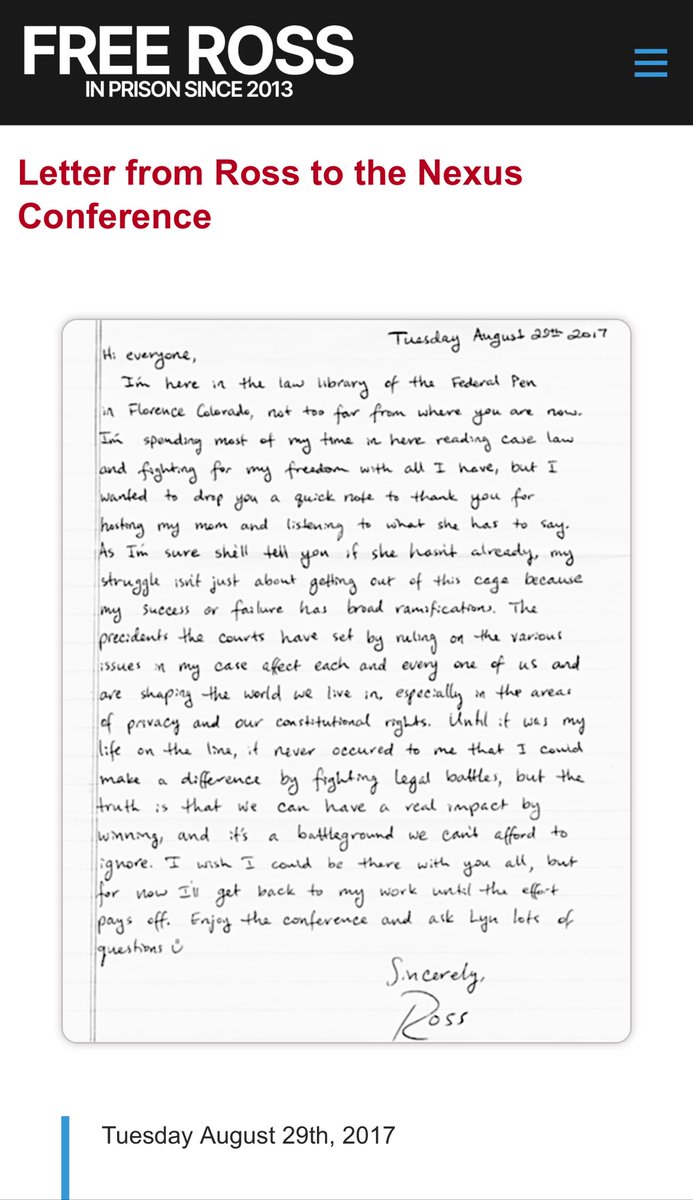thelatebloomr's tweet photo. $Ross Ulbricht wrote this letter in 2017, can you relate?

@realDonaldTrump @elonmusk 

100M mcap soon

#FreeRossDayOne #BelieveInSomething
