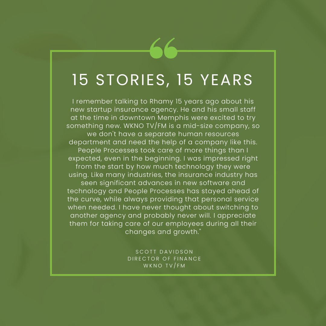 people_process's tweet image. 15 Years Strong 💪 For 15 years, People Processes has been a trusted partner to businesses like WKNO. We've grown together, adapting to changes and always delivering exceptional service.

Celebrate 15 years with us! Share your experience with #PeopleProcesses #15Stories15Years 🏆
