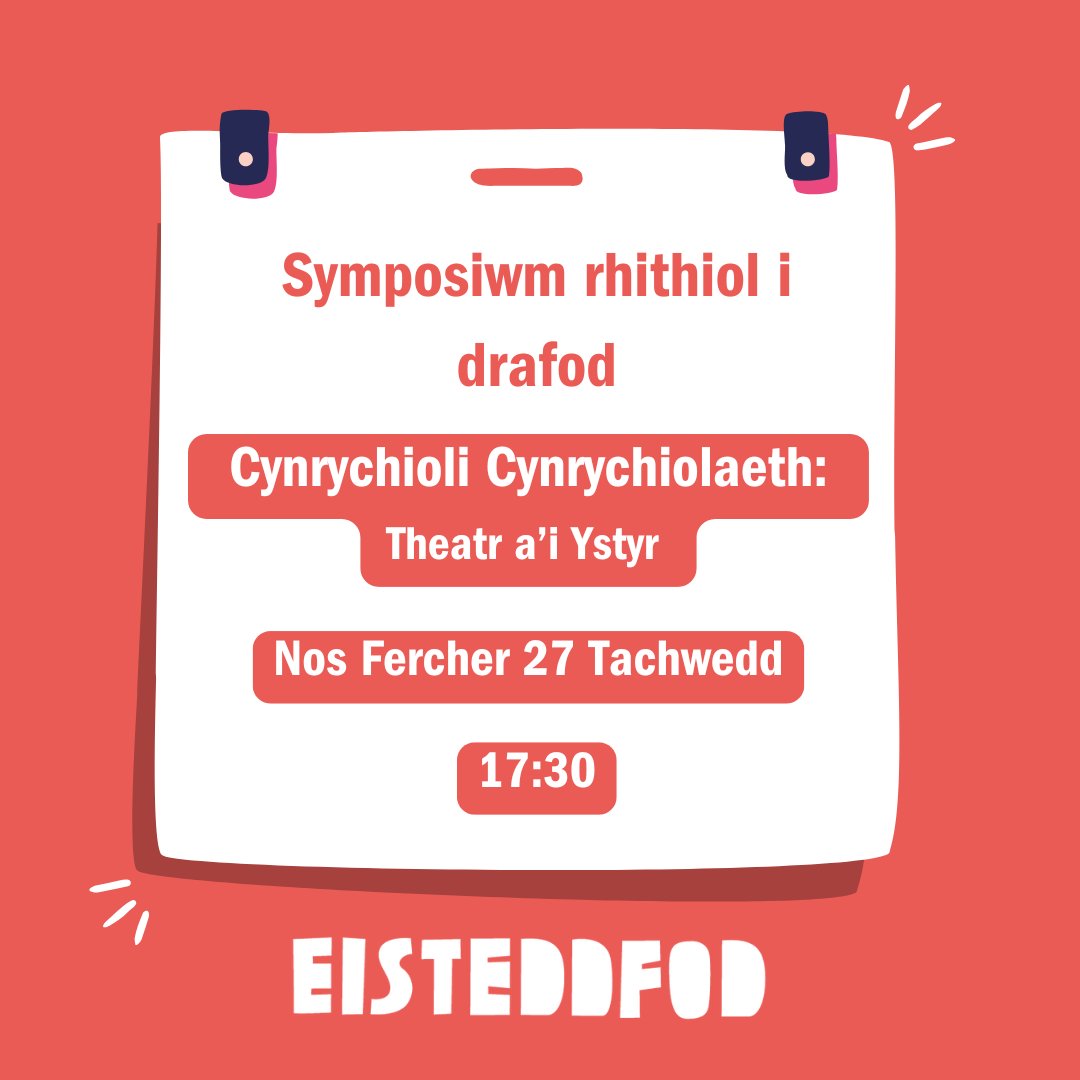 Trafodaeth banel amserol ar gynrychiolaeth yn y theatr. 
Cadeirydd: Dr Gareth Llŷr Evans | Panel: Malachy Owain Edwards, Dr Gareth Evans-Jones, Melanie Owen, Dr Roger Owen, Manon Steffan Ros
Rhagor ▶️ bit.ly/4fey460