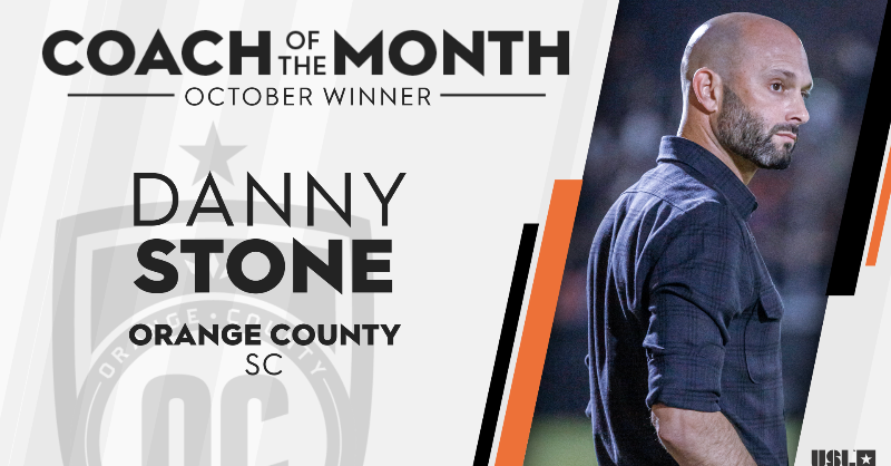 USLChampionship's tweet photo. Undefeated in October ✅
Still alive in the playoffs 👀

Danny Stone of @orangecountysc has been voted the USL Championship's Coach of the Month! 👏