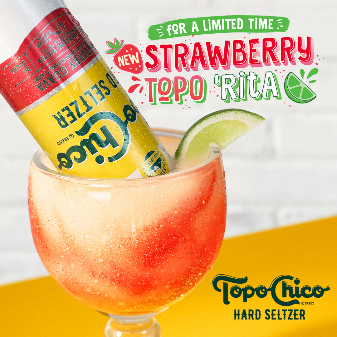 We’re bringing a whole CAN-do attitude with our new Strawberry Topo ‘Rita! 🫧🍓 Our signature frozen margarita gets a fresh twist with a strawberry swirl and a dunked Topo Chico Hard Seltzer. It’s not here for a long time, but it’s here to make any taco an even better time.