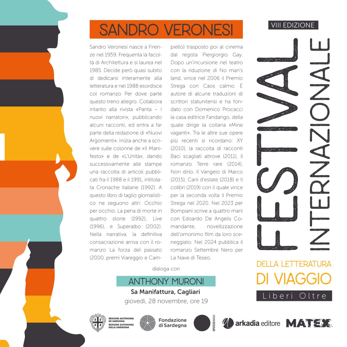 Preparatevi ad un appuntamento straordinario: Sandro Veronesi sarà tra i protagonisti del Festival Internazionale della Letteratura di Viaggio! Due volte vincitore del Premio Strega, autore di romanzi indimenticabili come Caos calmo e Il colibrì.

#FestivalLetteraturaDiViaggio