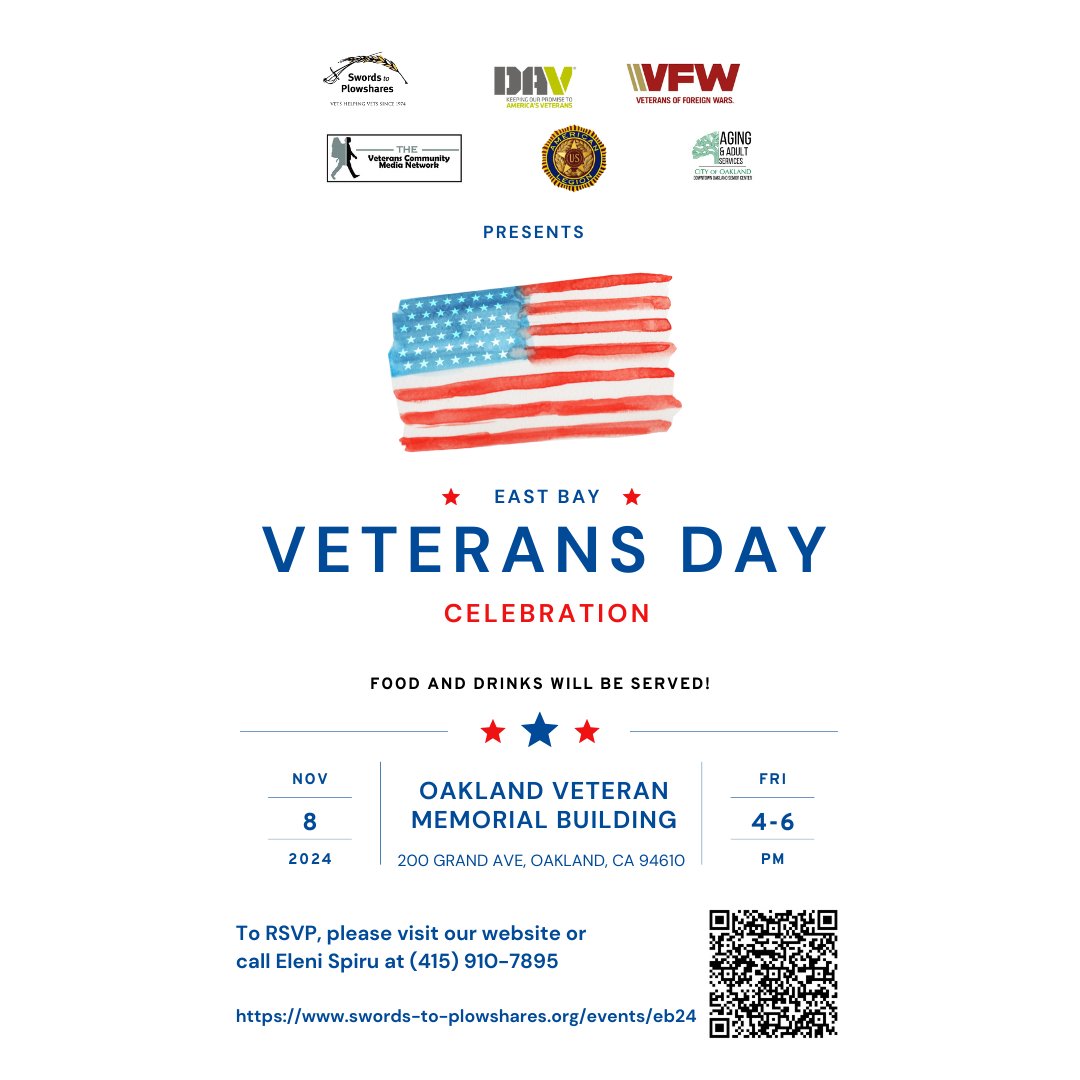 vetshelpingvets's tweet image. EVENT SPOTLIGHT:

You&apos;re invited to celebrate Veteran&apos;s Day with our Oakland and San Francisco service centers! On Friday, November 8th, join us on either side of the Bay for food and community. #vetshelpingvets #supportvets