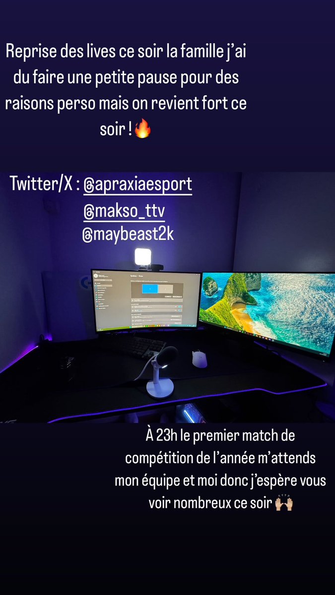 MAKSO_TTV (@makso_ttv) on Twitter photo Reprise des live la famille 🙌🏼 soyez présent ce soir pour notre premier match de compétition sur 2k25 🔥
Twitch.tv/Makso_TTV match à 23h ✌🏼
<a href="/MayBeast2k/">MayBeast2k</a> <a href="/ApraxiaEsport/">🇨🇭 Apraxia Esport NBA 2K 🎮</a>
❤️-♻️ Reprise des live la famille 🙌🏼 soyez présent ce soir pour notre premier match de compétition sur 2k25 🔥
Twitch.tv/Makso_TTV match à 23h ✌🏼
<a href="/MayBeast2k/">MayBeast2k</a> <a href="/ApraxiaEsport/">🇨🇭 Apraxia Esport NBA 2K 🎮</a>
❤️-♻️