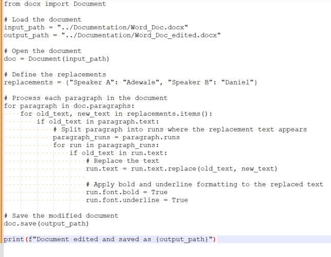 adesemoyedaniel's tweet image. The power of python when you want to save time to edit your word documents. Works like magic.

#pythoncoding
@Python_Dv 
@ThePSF 
@PythNetwork 
@pycharm