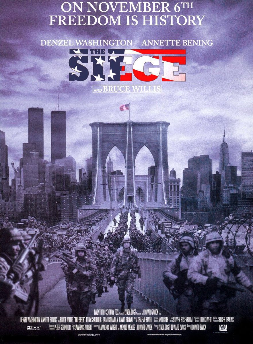 FilmNewsNos's tweet photo. 🎬MOVIE HISTORY: 26 years ago today, November 6, 1998, the movie ‘The Siege’ opened in theaters!
#DenzelWashington #AnnetteBening #BruceWillis #TonyShalhoub #AasifMandvi #AmroSalama #MarkValley #DavidProval #LanceReddick #SamiBouajila #LisaLynnMasters #EdwardZwick https://t.co/vVONEGaoEK