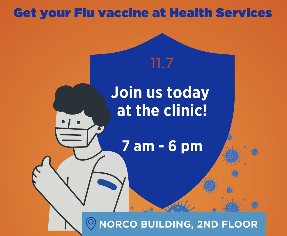 There is still time to get your flu vaccine! 🩹 Stop by the clinic today for free donuts + coffee on us.

Get your flu vaccine with us and automatically get entered into a drawing for a FREE 50-minute massage certificate. 

No appointment is required.
boisestate.edu/healthservices…