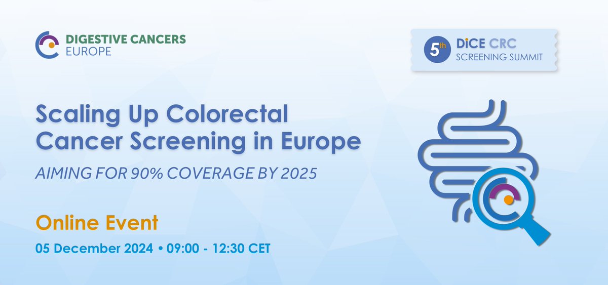 dice_europe's tweet image. Mark your calendars for 5⃣ December 2024!
Join us for the 5th Annual DiCE #CRC Screening Summit as we dive into how achieving 90% CRC screening coverage in 🇪🇺 by 2025. #DiCECRCSummit
Be part of the conversation ➡️digestivecancers-eu.zoom.us/webinar/regist…