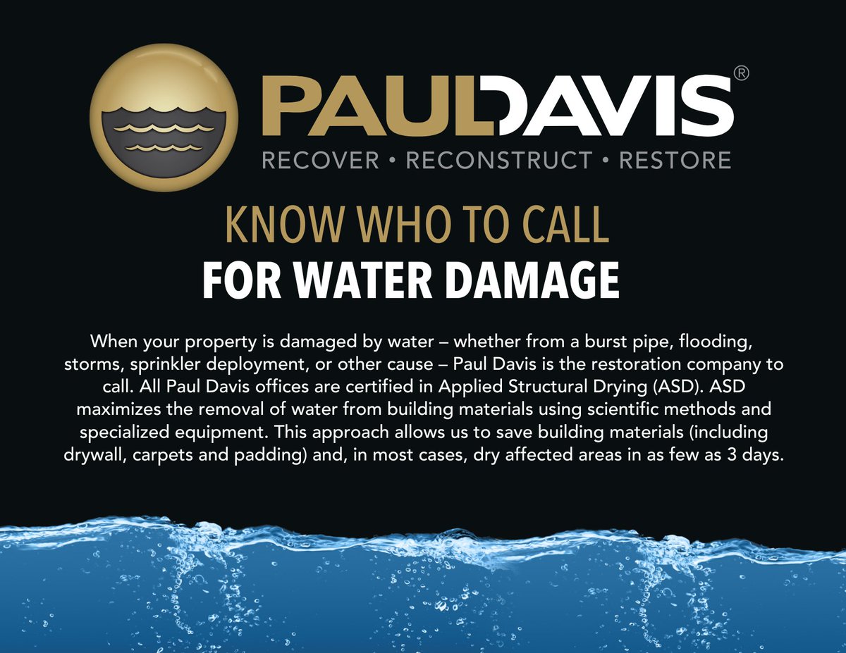 PaulDavisSC's tweet photo. KNOW WHO TO CALL FOR WATER DAMAGE! Call (888) 240-2124! #PropertyRestorationExperts #PAULDAVIS #DifferenceMakers #SpaceCoast https://t.co/NA80yGZGS6
