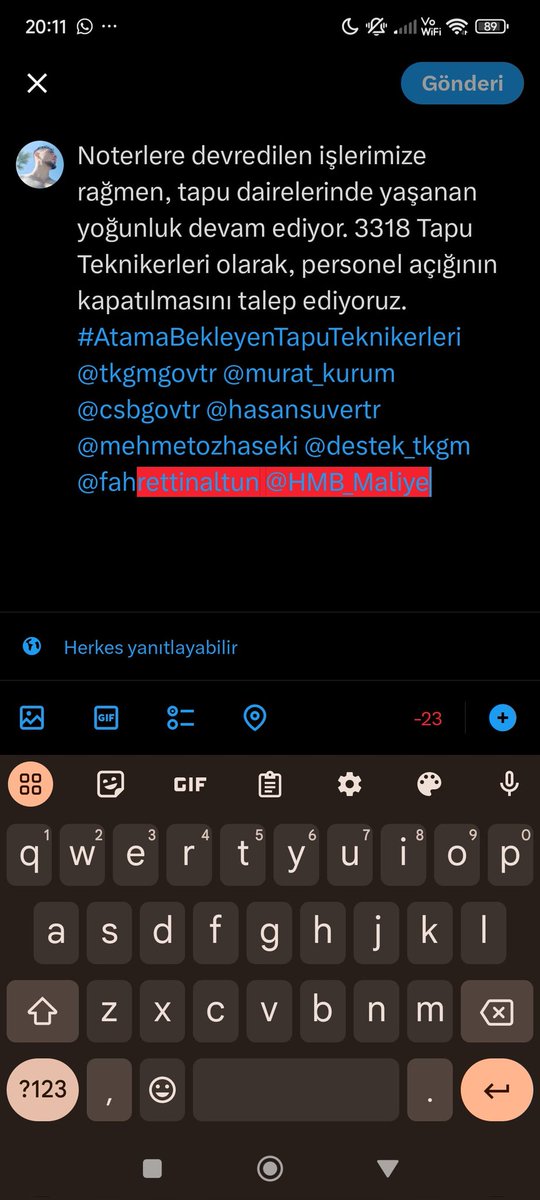 YUSUF YALINIZ (@yusuf_yaliniz) on Twitter photo Yıllar içinde sadece yama alım yapılan 3318 Nitelik kodlu Tapu Kadastro önlisans mezunları2000 kişilik atama bekliyor #TAPUYA2000TEKNİKER
<a href="/HmbSosyalMedya/">Hazine ve Maliye Bakanlığı Sosyal Medya</a> <a href="/yalperenayar/">Yusuf Alperen AYAR</a>
<a href="/memetsimsek/">Mehmet Simsek</a> <a href="/tcbestepe/">T.C. Cumhurbaşkanlığı</a>
<a href="/burakdemiralptr/">Burak Demiralp</a> <a href="/hasansuvertr/">Hasan Suver</a>
<a href="/TC_iklim/">T.C. İklim Değişikliği Başkanlığı</a> <a href="/murat_kurum/">Murat KURUM</a> <a href="/cbsbb/">T.C. Cumhurbaşkanlığı Strateji ve Bütçe Başkanlığı</a>
<a href="/cbfinans/">T.C. Cumhurbaşkanlığı Finans Ofisi</a> Yıllar içinde sadece yama alım yapılan 3318 Nitelik kodlu Tapu Kadastro önlisans mezunları2000 kişilik atama bekliyor #TAPUYA2000TEKNİKER
<a href="/HmbSosyalMedya/">Hazine ve Maliye Bakanlığı Sosyal Medya</a> <a href="/yalperenayar/">Yusuf Alperen AYAR</a>
<a href="/memetsimsek/">Mehmet Simsek</a> <a href="/tcbestepe/">T.C. Cumhurbaşkanlığı</a>
<a href="/burakdemiralptr/">Burak Demiralp</a> <a href="/hasansuvertr/">Hasan Suver</a>
<a href="/TC_iklim/">T.C. İklim Değişikliği Başkanlığı</a> <a href="/murat_kurum/">Murat KURUM</a> <a href="/cbsbb/">T.C. Cumhurbaşkanlığı Strateji ve Bütçe Başkanlığı</a>
<a href="/cbfinans/">T.C. Cumhurbaşkanlığı Finans Ofisi</a>