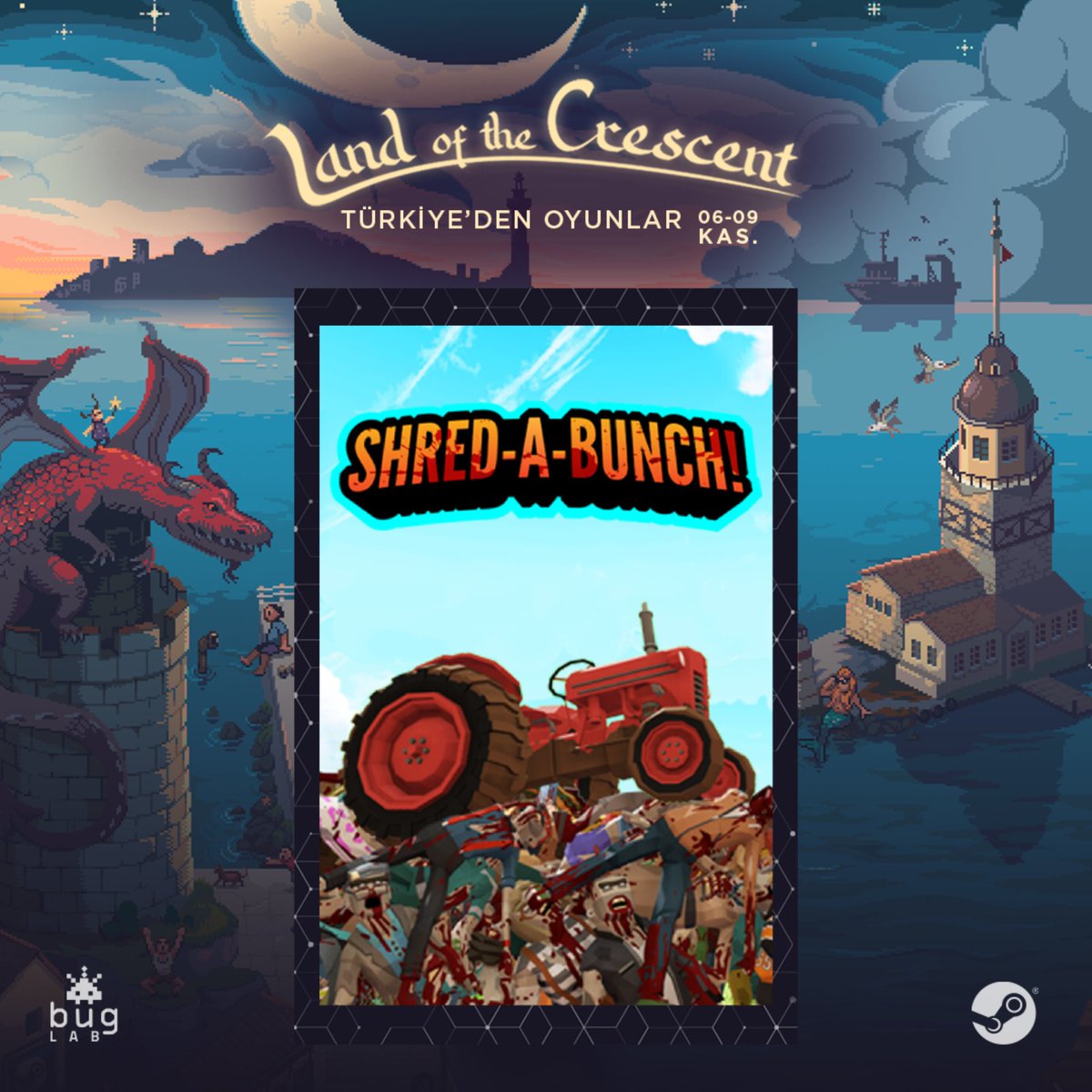 ShredABunch's tweet photo. Shred-A-Bunch! will be playable from November 6th to 9th at the Land of the Crescent event on Steam!

Check out all the cool games from Turkey: https://t.co/wsg3qdQbhS

#indiegame #gamedev #indiedev #wishlistwednesday https://t.co/Hx3AbC7myz