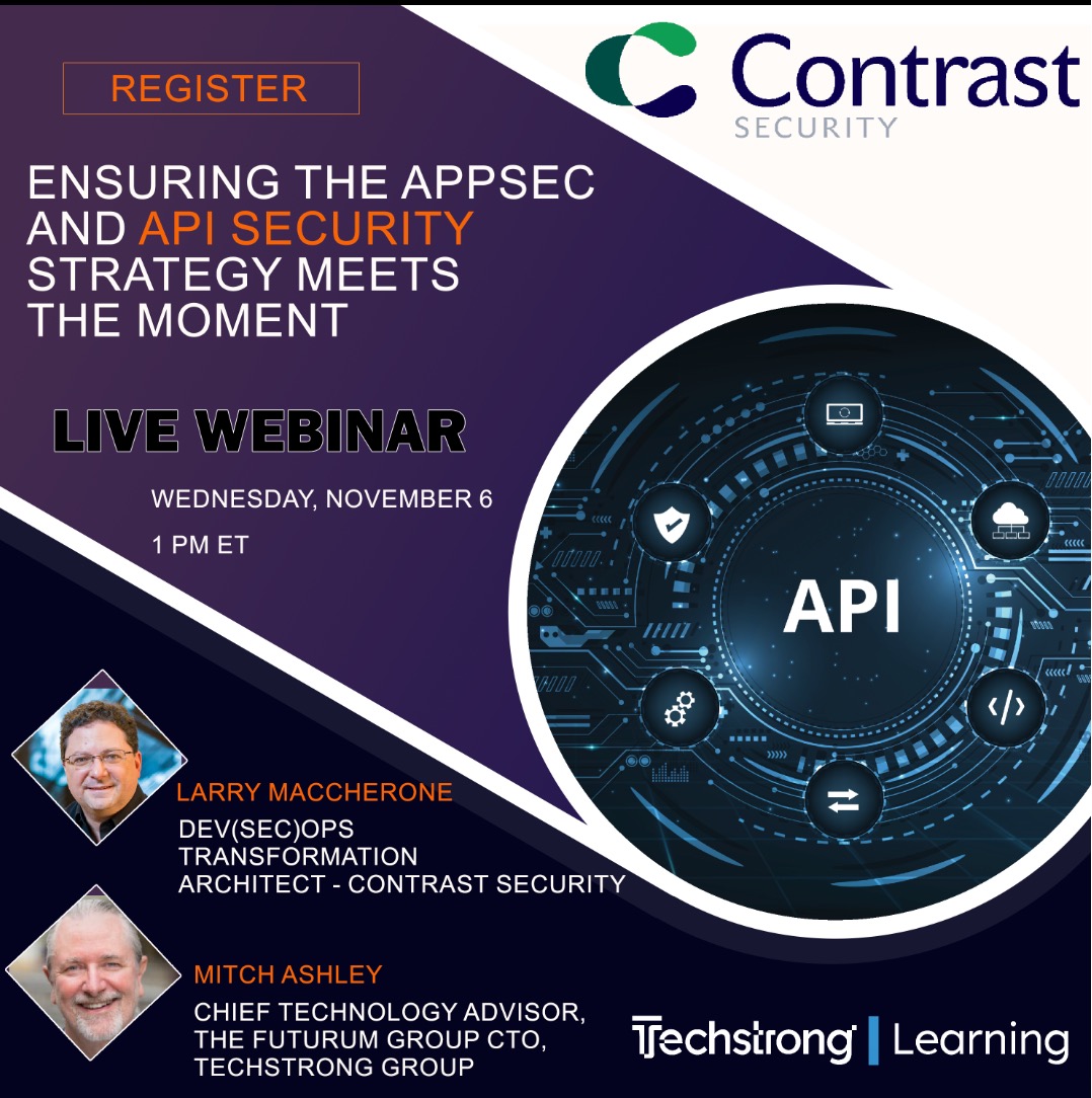 At 1 PM ET today, Are we more effective in creating secure application software? Where are the gaps in AppSec? How do we break past challenges and barriers? Larry Maccherone, Contrast Security, and I dive into the latest AppSec PulseMeter research webinars.techstronglearning.com/ensuring-the-a…