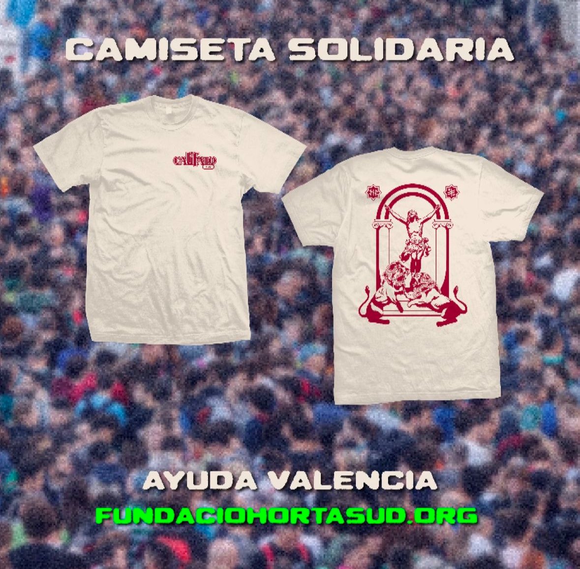 CAMISETA SOLIDARIA CRÎTTO DE ERCULÊ
¡AYUDA VALENCIA!
FUNDACIOHORTASUD.ORG

Envíos a partir del lunes 11 de noviembre📦
Todos los beneficios de la venta de estas camisetas irán destinados a la <a href="/fhortasud/">Fundació Horta Sud</a> 
Camiseta diseñada por @/jlr_clavelesytribales y <a href="/chezricard/">Ricardo</a>