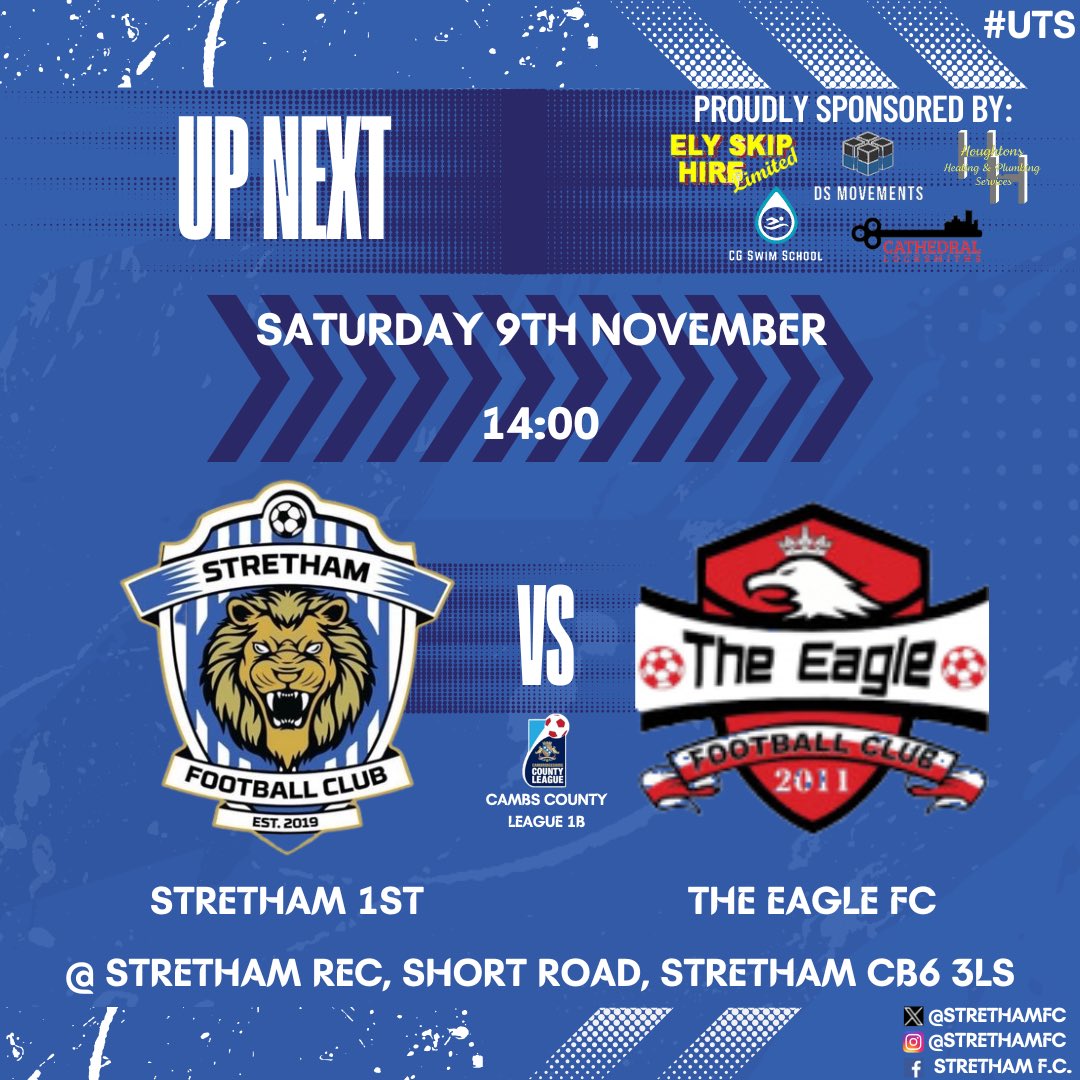 THIS WEEKEND 🚨

We’re back at home, facing off in the league vs <a href="/TheEagleFC2011/">The Eagle Football Club</a> ⚽️

Will be a tough fixture, with both teams in good form and challenging at the top of the table, but we will be ready as always 💪

Get on down and show your support 👏

#UTS
🔵⚪️