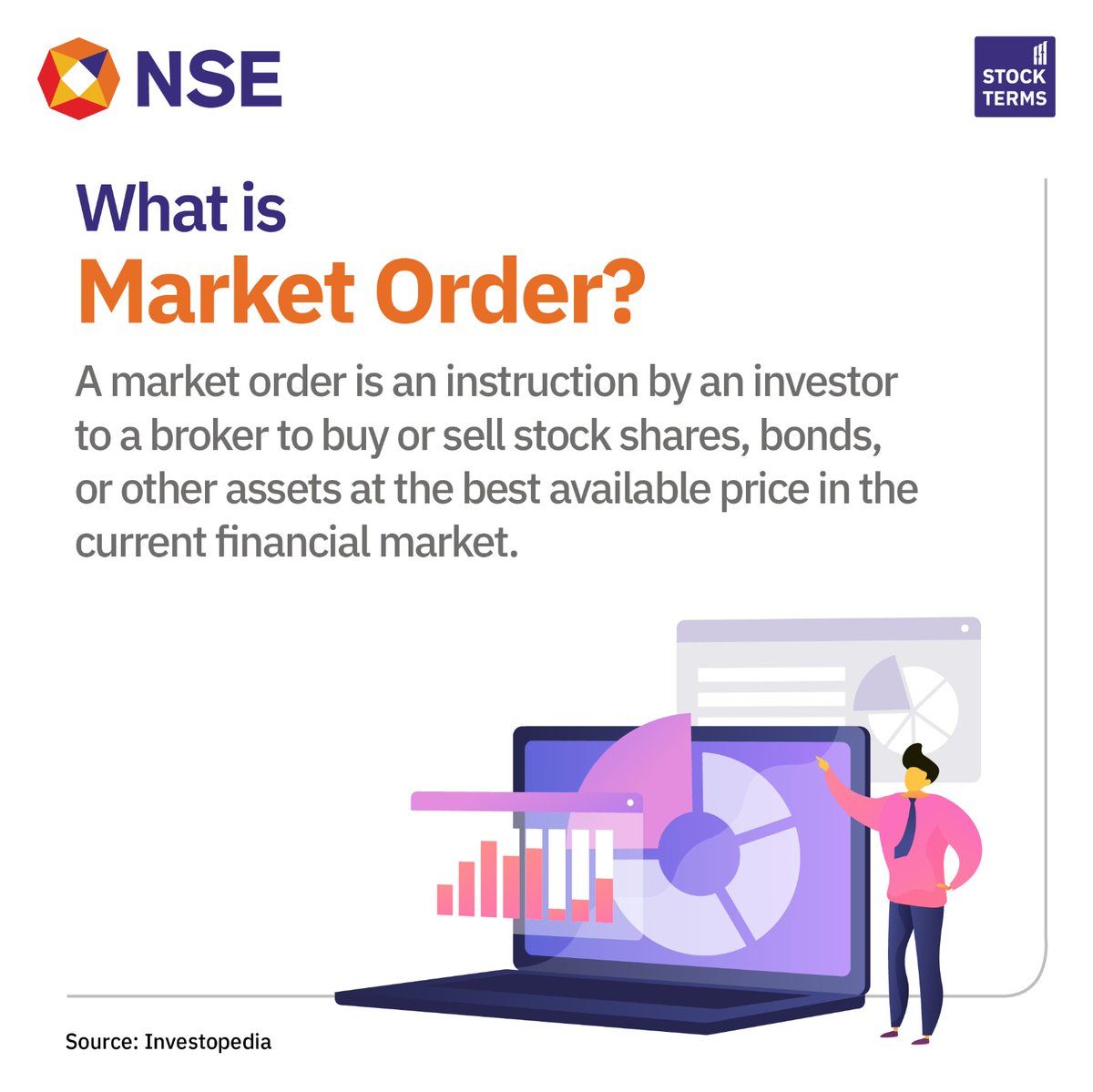 NSEIndia's tweet photo. In today's #StockTerm, let's look at what Market Order is!
#NSE #StockMarket #ShareMarket #StockTerms #NSEIndia #InvestorEducation #StockMarketIndia #StockExchange #MarketOrder https://t.co/mLNomz6Iug
