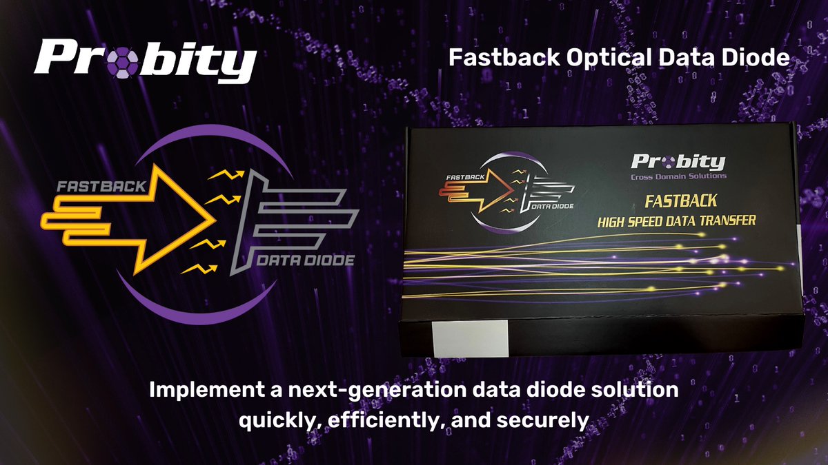 ProbityInc's tweet image. As a complete, lightweight one-way transfer solution with easy integration, the Fastback Data Diode uses commodity hardware and drivers to allow fast, reliable setup using existing hardware. Contact us today! avairy.me/Fastback

#crossdomainsolutions