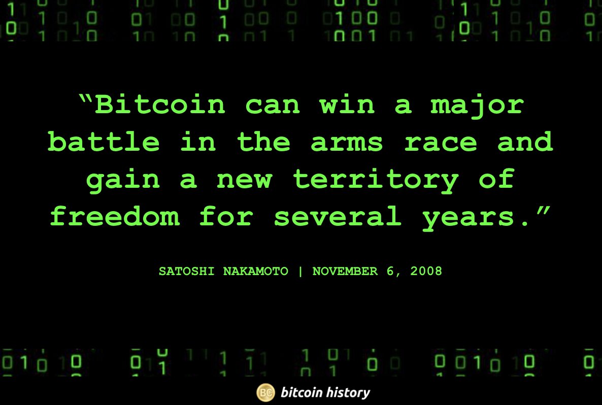 ✨ Satoshi Nakamoto on the power of #Bitcoin at $0, exactly 16 years ago