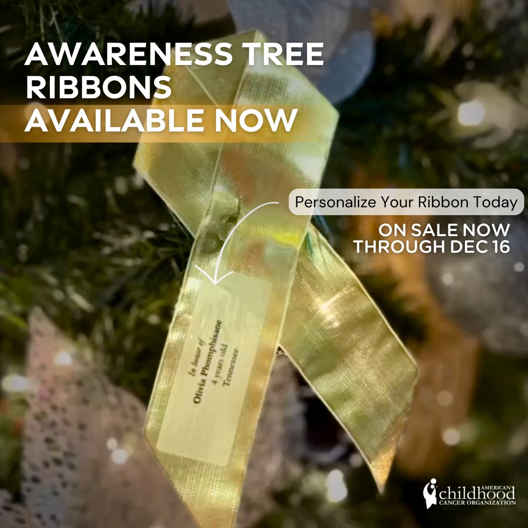 accorg's tweet photo. Honor your #childhoodcancer warrior with a personalized gold ribbon on our virtual tree! Ribbons are available now through December 16. For every virtual ribbon purchased, you will receive a physical ribbon in the mail: https://t.co/VqbIlK7CeF

#awareness #gogoldwithacco https://t.co/s6m1Q27EEx