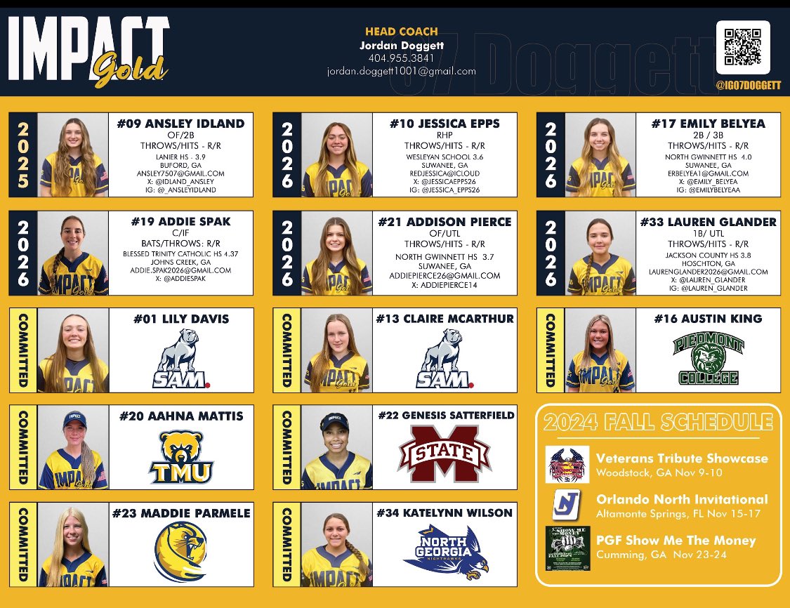 Kicking off showcase season at the Vererans Tribute Showcase this weekend!  Only a few uncommitteds left on the board and they won't be there for long!  See you there 💙🇺🇸💛
<a href="/ImpactGoldOrg/">Impact Gold Fastpitch</a> <a href="/jazzvesely/">Jazz Jackson-Vesely</a>