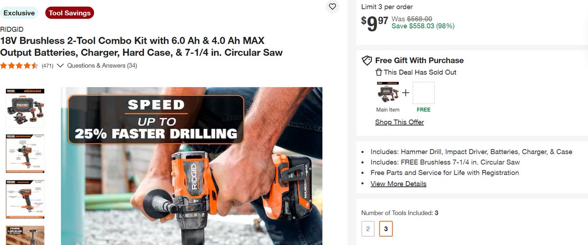 🚨 POWER TOOL PRICE ERROR ALERT 🚨

Just in from Home Depot: A massive price error led to:

🔹Circular Saws for just $15.
🔹Hammer Drill Combos at $10.
🔹Plus, numerous other tools priced at 90% OFF!

One guy snagged nearly $4000 worth of tools for only $384! And guess what? They