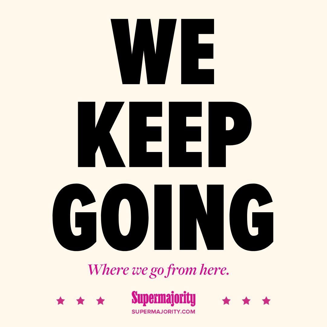 supermajority's tweet image. If you are reeling this morning, you are not alone. Take the time you need to grieve this moment, because we need you. The work doesn't stop, and neither does the joy for the world we are building together. Let's talk about where we go from here. RSVP now: bit.ly/4elsDB1