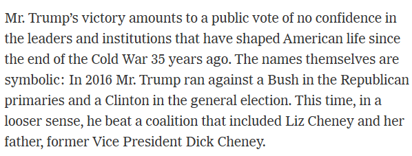 Kampanjassaan Harris asettui Bidenin tapaan yhdysvaltalaisen demokratian ja sen vakiintuneiden instituutioiden puolustajaksi. Trump toisti vuoden 2016 menestyksekkään sanomansa: Mitä nämä instituutiot ovat sinulle tehneet? Kenen arvoja ne heijastelevat? 2/