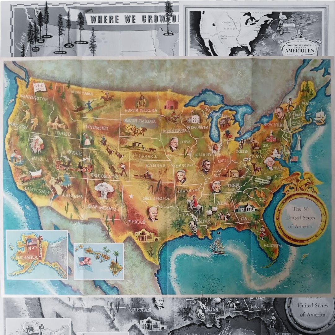 mapmapnmap's tweet image. 🗺️ Discover the charm of vintage maps! These unique illustrations capture American history, folklore, and nature. Perfect for decorating, exploring, or gifting, they’re treasures for geography and art lovers. A timeless gift for those who dream of journeys past! ✨