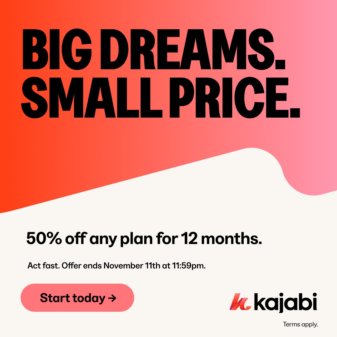 learnrevhq's tweet image. 💥 @Kajabi has everything you need to build, launch, and grow your online business—now for 50% off for 12 months. This is their best offer (ever!) so act fast and kickstart your journey today. bit.ly/40Bi3CO
#Kajabi #Edupreneur #Creator #ExpertiseBasedBusiness