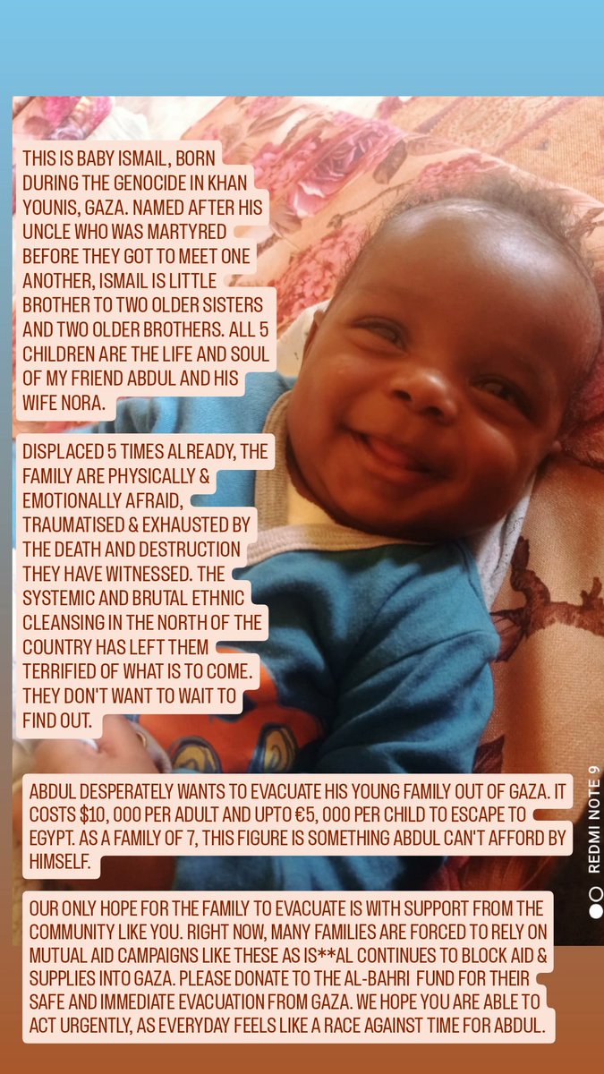 FermentedDream's tweet image. 👀 Waiting to see🧍🏿‍♀️.Let me drop my Afro-Palestinian friend @AbdelFattah1312's fundraiser here. Stuck in South Gaza this family of 7 (Inc 2 month old baby Ibrahim)desperately need to survive &amp;amp; flee the genocide for safety. gofund.me/e7ddfa53 #afropalestinian #blackpalestinian
