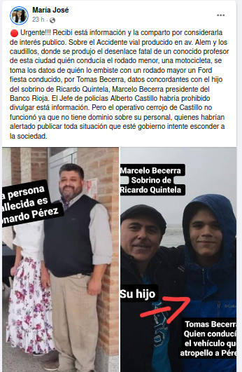 jorgemenem's tweet photo. #LaRioja la rioja #Impunidad #encubrimiento?  #hijosDelPoder #tomybecerra tomy becerra tomas becerra #becerra becerra #harryperez #quintela quintela #Justicia justicia #INJUSTICIA #JusticiaPorElProfeLEO #asesinoAlVolante #hoyYsiempre https://t.co/SMD4XNDo7c