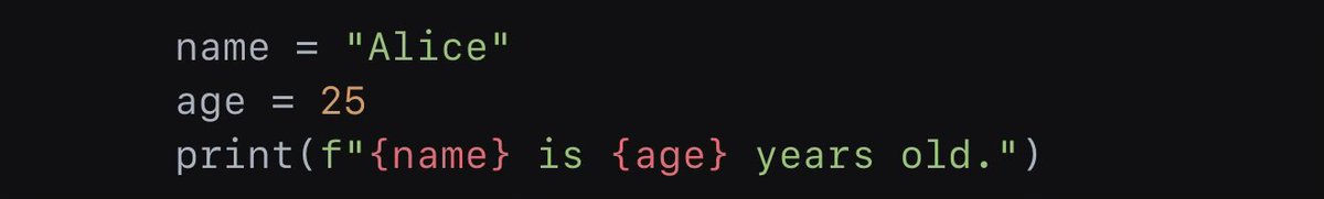 iv_orr's tweet image. f-strings allow you to easily format output by embedding variables directly in strings. They're a great way to improve readability! #Python #fstrings