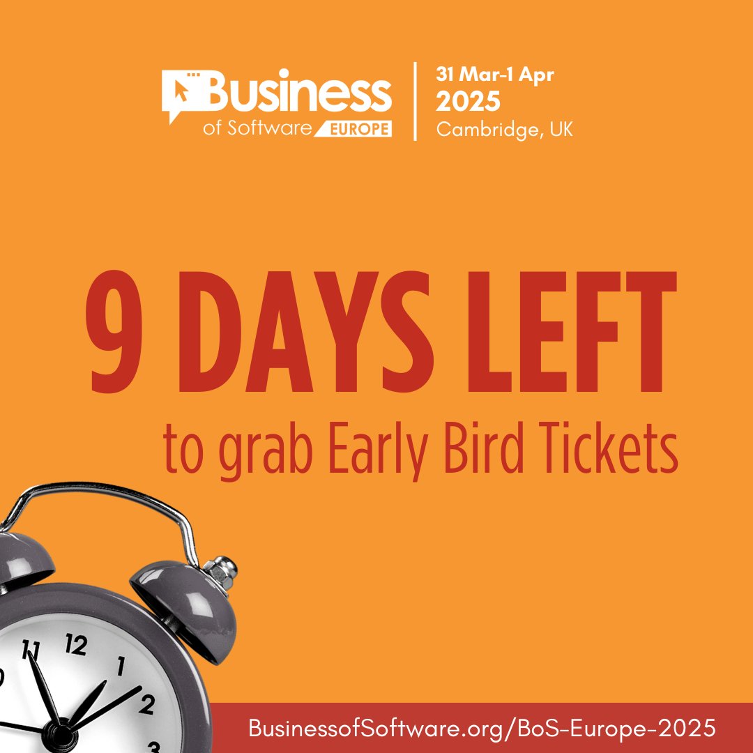 bosconference's tweet image. Speakers are dropping soon, and so is the Early Bird rate. Only 9 days left to grab your BoS Europe 2025 ticket before prices go up. 🚨

#BoS25 #BoSConference #SoftwareConference