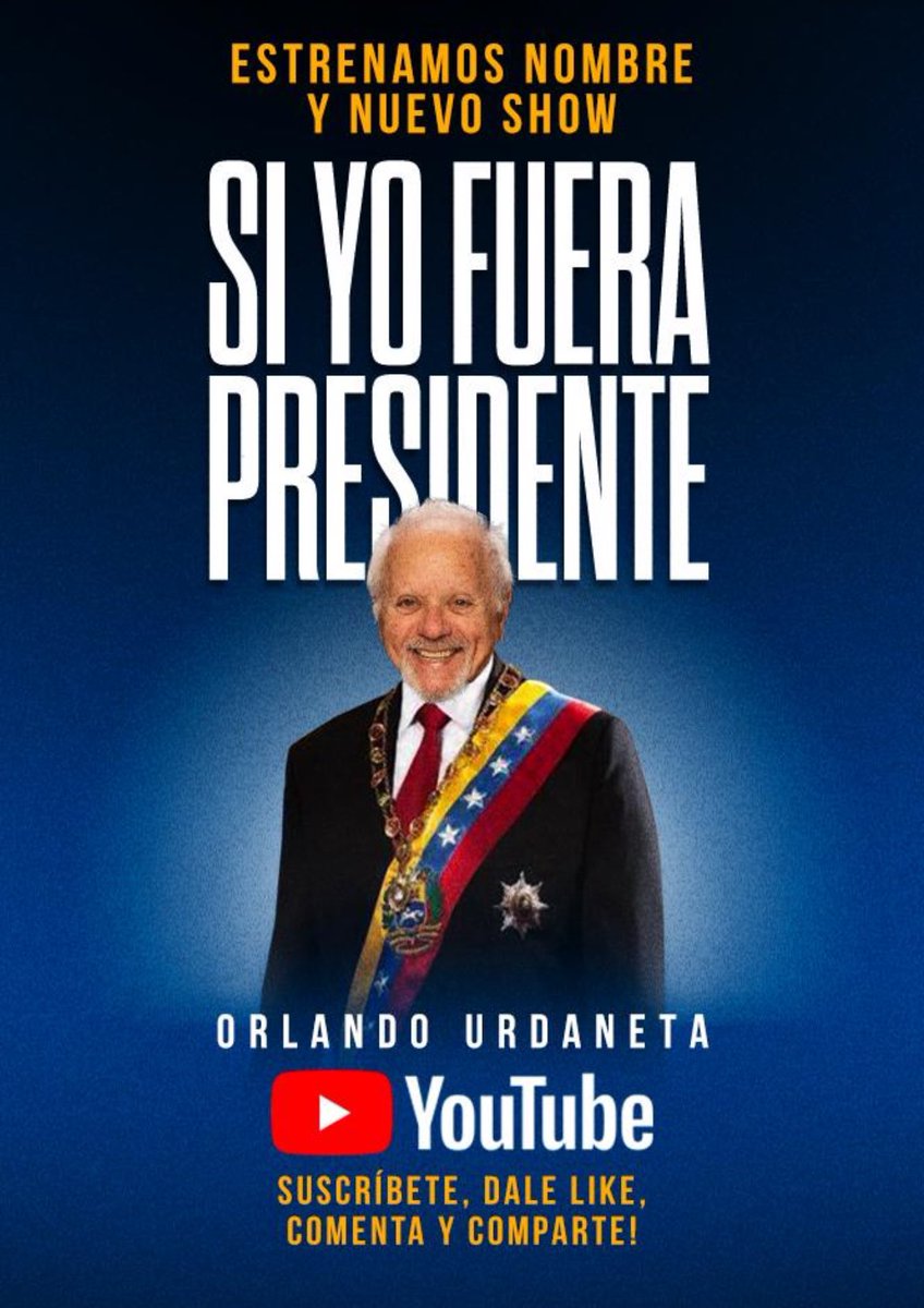 orlandourdaneta's tweet photo. GRACIAS POR ACEPTAR CON TANTO ÉXITO, MI NUEVO PROGRAMA EN YouTube https://t.co/0LsqcClkIn