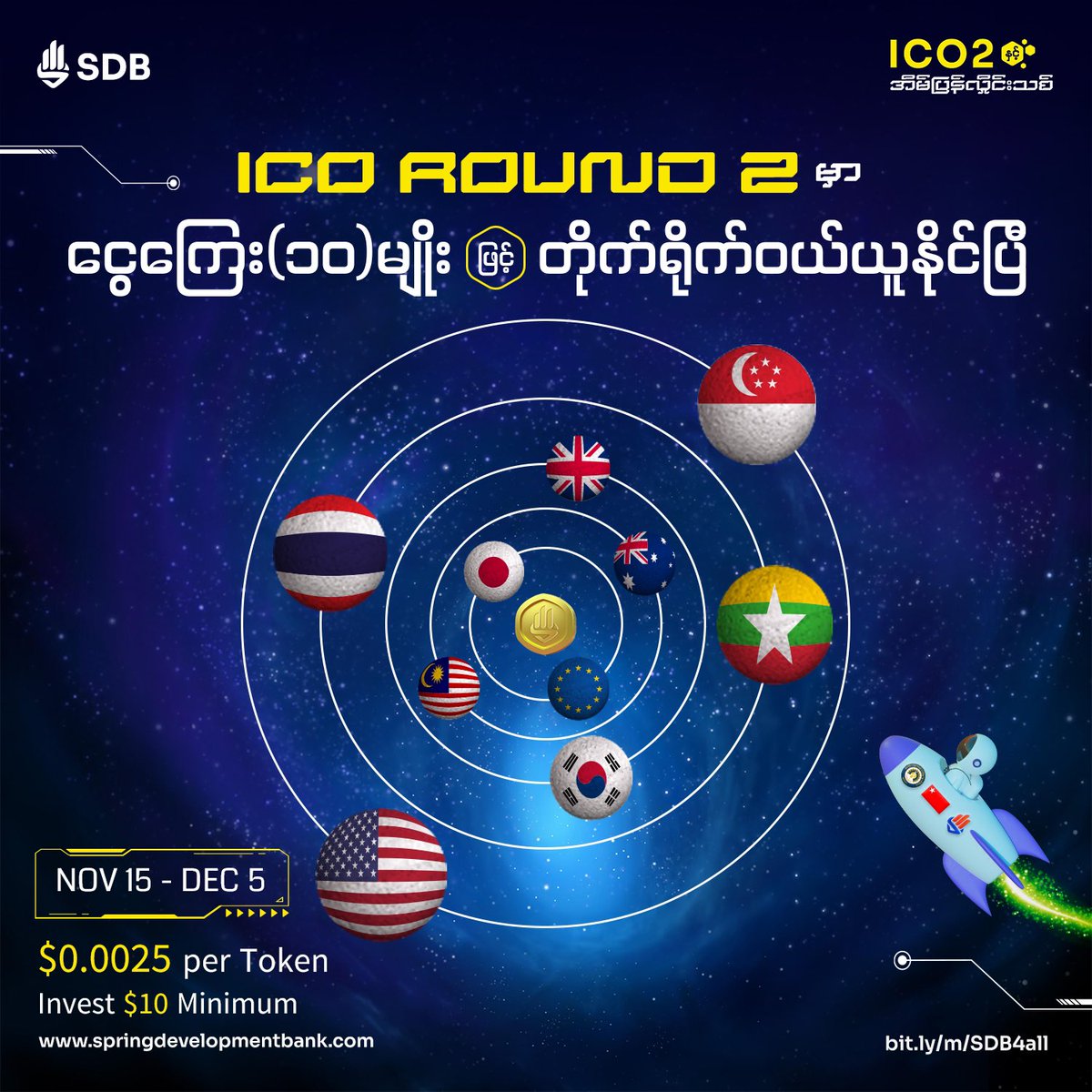 SpringDevBank's tweet photo. ICO Round 2 is here! Now you can invest with 10 different currencies on the SDB app. 💱
Sign Up here: https://t.co/YhqclUOISd
Join Community: https://t.co/sU6AYv8ciD
#ICOround2 #SDBTokenOffering https://t.co/AgJv63yyla