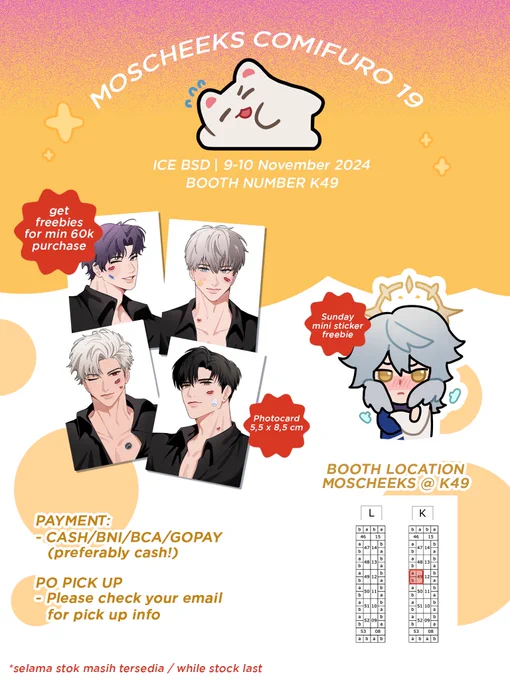 [🩷 and 🔄 appreciated!]

My full #comifuro19 OTS catalogue is here!! There's some new plush pins, prints and stickers 🐱💖 #CF19 

📍 Moscheeks K-49
🗓 Both days (9-10 Nov)

Fandom: HSR, Genshin, ZZZ, Plave, Love and Deepspace 
