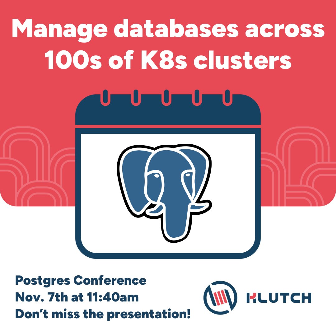 klutch_io's tweet image. Klutch provides a unified interface for creating, managing, and scaling #PostgreSQL services across many #Kubernetes clusters. See it in action tomorrow at @postgresconf!
𝐃𝐨𝐧’𝐭 𝐦𝐢𝐬𝐬 𝐭𝐡𝐞 Klutch demo!
📅Nov 7, 11:40 PST
📍Room: Ops 421
#OpenSource #DevOps #PostgresConf