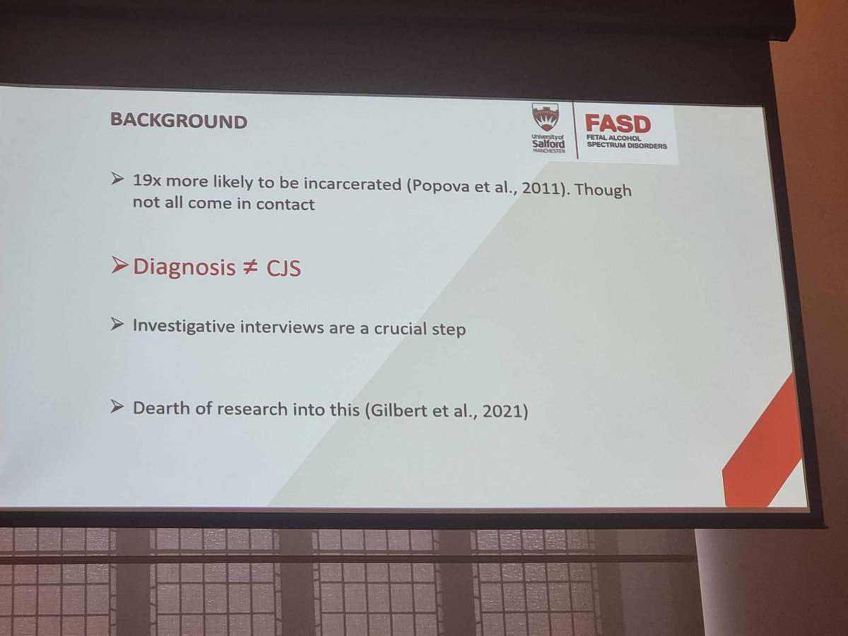<a href="/GilbertDavidJr/">Dr David Junior Gilbert</a>  FASD and justice system research: updates and future directions 
'Investigative interviews are a critical step'
<a href="/FasdhubScotland/">FASD Hub Scotland</a> conference 
#FASD