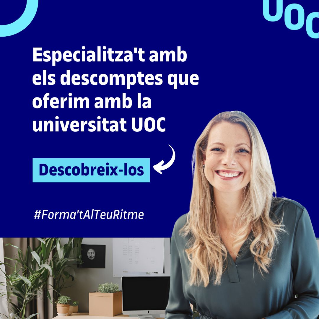 respon_cat's tweet photo. Si sou empresa membre de https://t.co/zGNAZO4Vje, podeu beneficiar-vos de descomptes acumulatius superiors al 10% en la matrícula anticipada a la @UOCuniversitat 

Informeu-vos a: https://t.co/jV9Mc79sNu

Contacteu amb nosaltres per obtenir el codi de descompte. https://t.co/sRjvOxSH1F